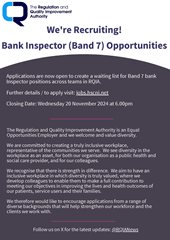 We're Recruiting - Bank Inspectors