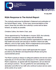 RQIA Response to The Nicholl Report, 19 July 2021